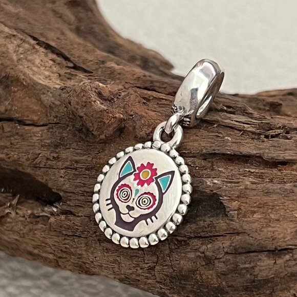 Pandora Jewelry - Pandora Día de Muertos Flower cat S925 Silver Dangle Charm